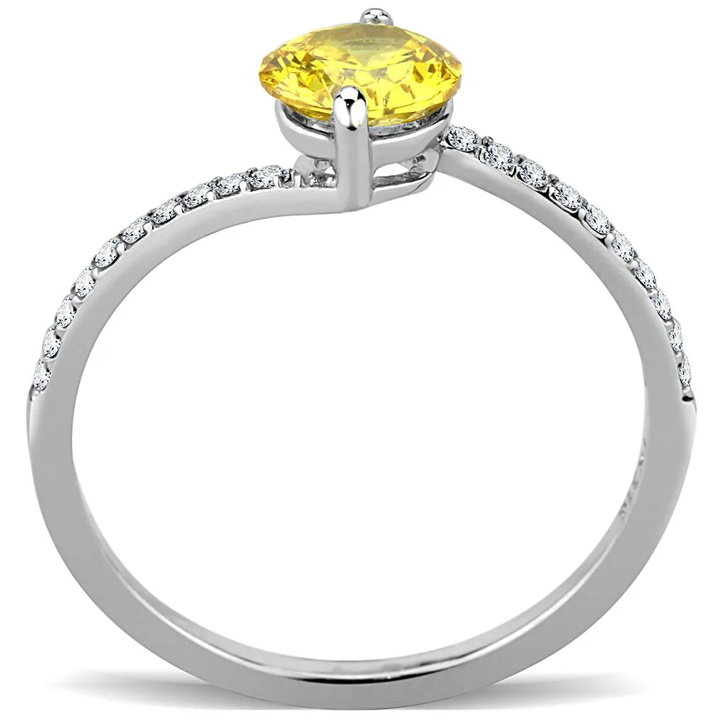 no plating Stainless Steel Ring AAA GRD CZ Topaz DA015 for Women Style High