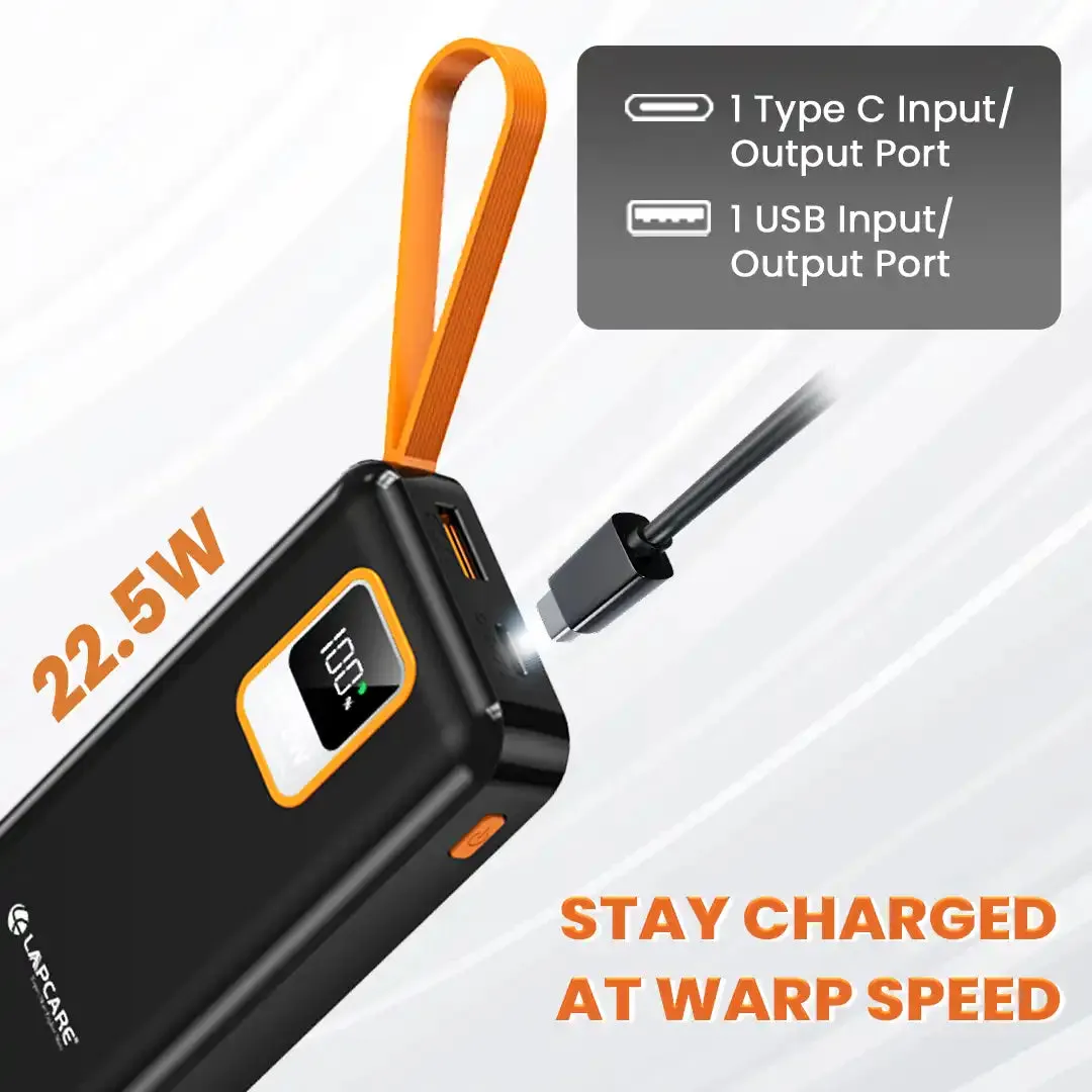 ORANGE 10000 mAh Power Bank with Wake Up Button (LPB-513)