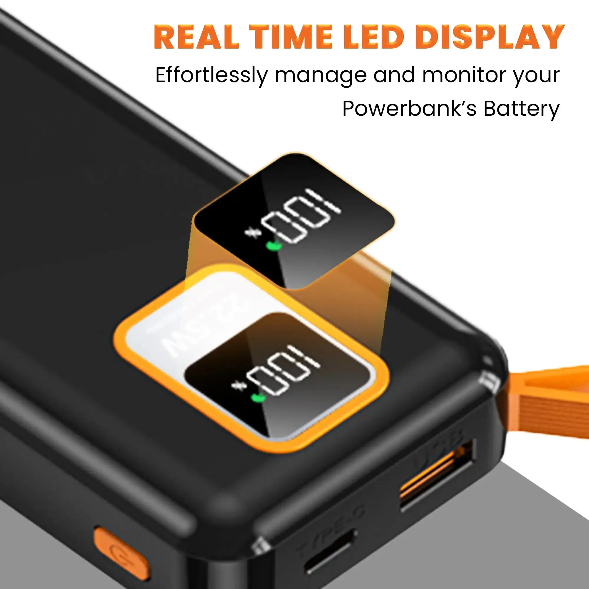 ORANGE 10000 mAh Power Bank with Wake Up Button (LPB-513)