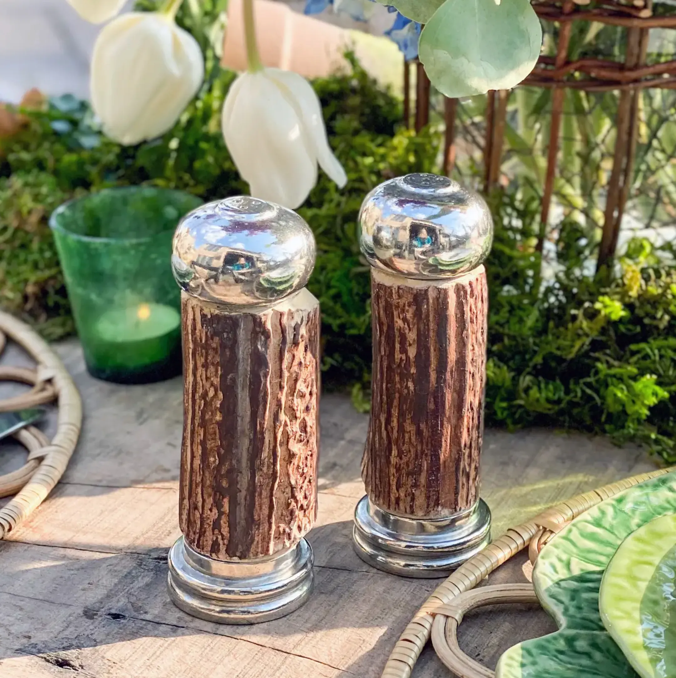 Pewter and Antler Salt & Pepper Set