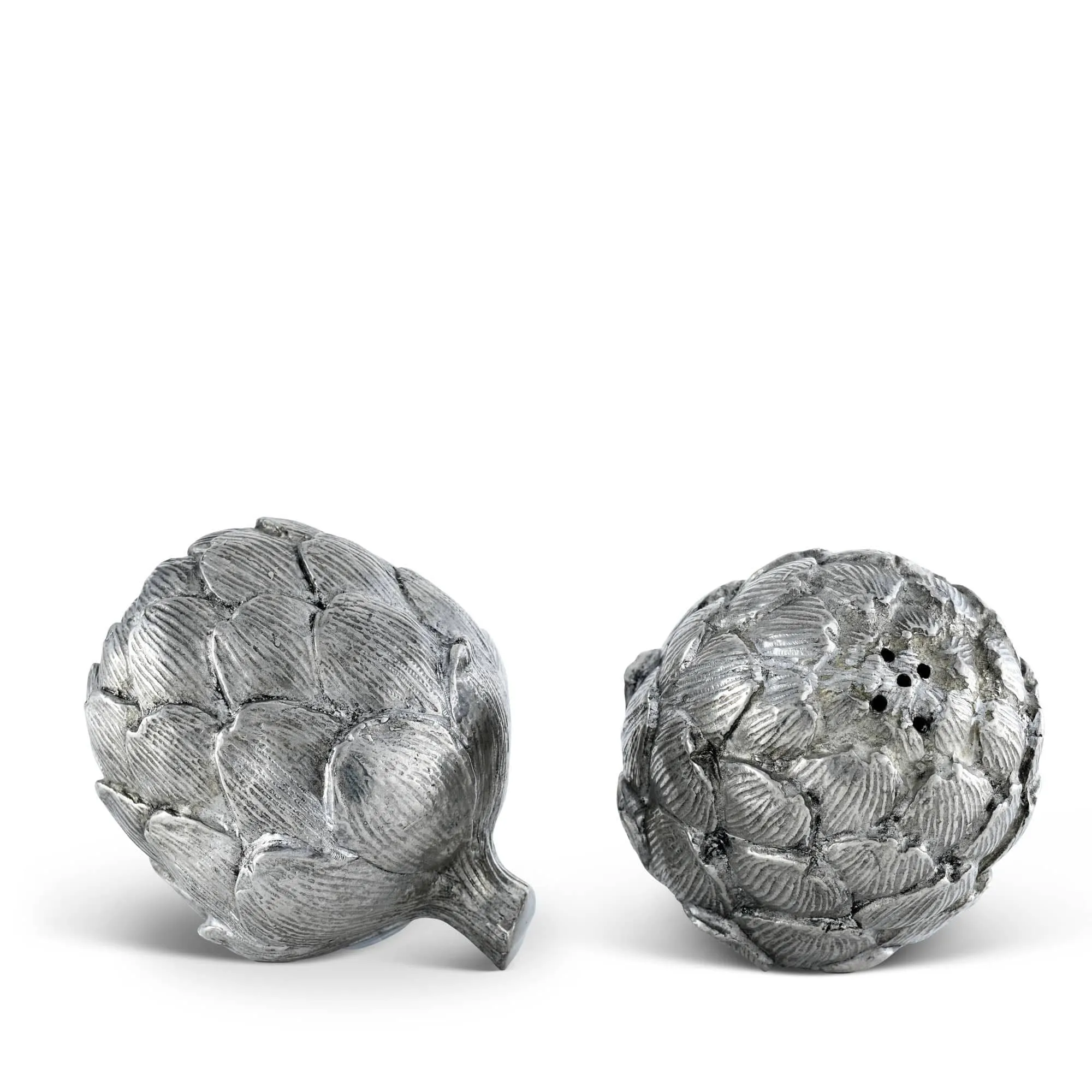 PEWTER ARTICHOKE SALT AND PEPPER SET