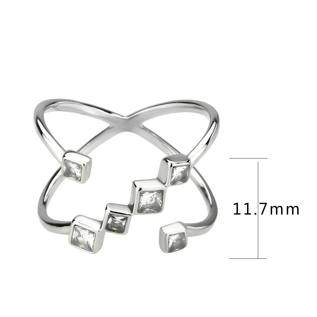 polished Stainless Steel Ring with AAA Grade CZ in Clear for Women Style TK3730