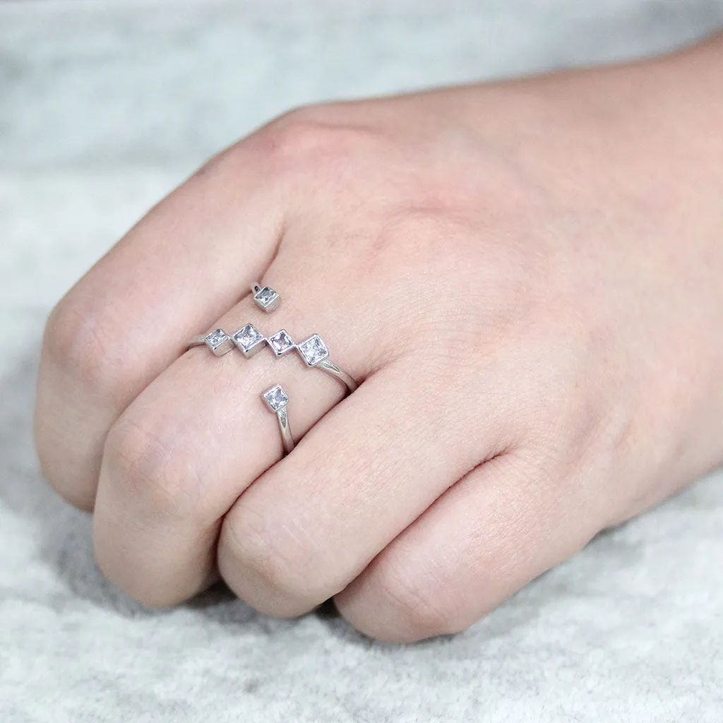 polished Stainless Steel Ring with AAA Grade CZ in Clear for Women Style TK3730