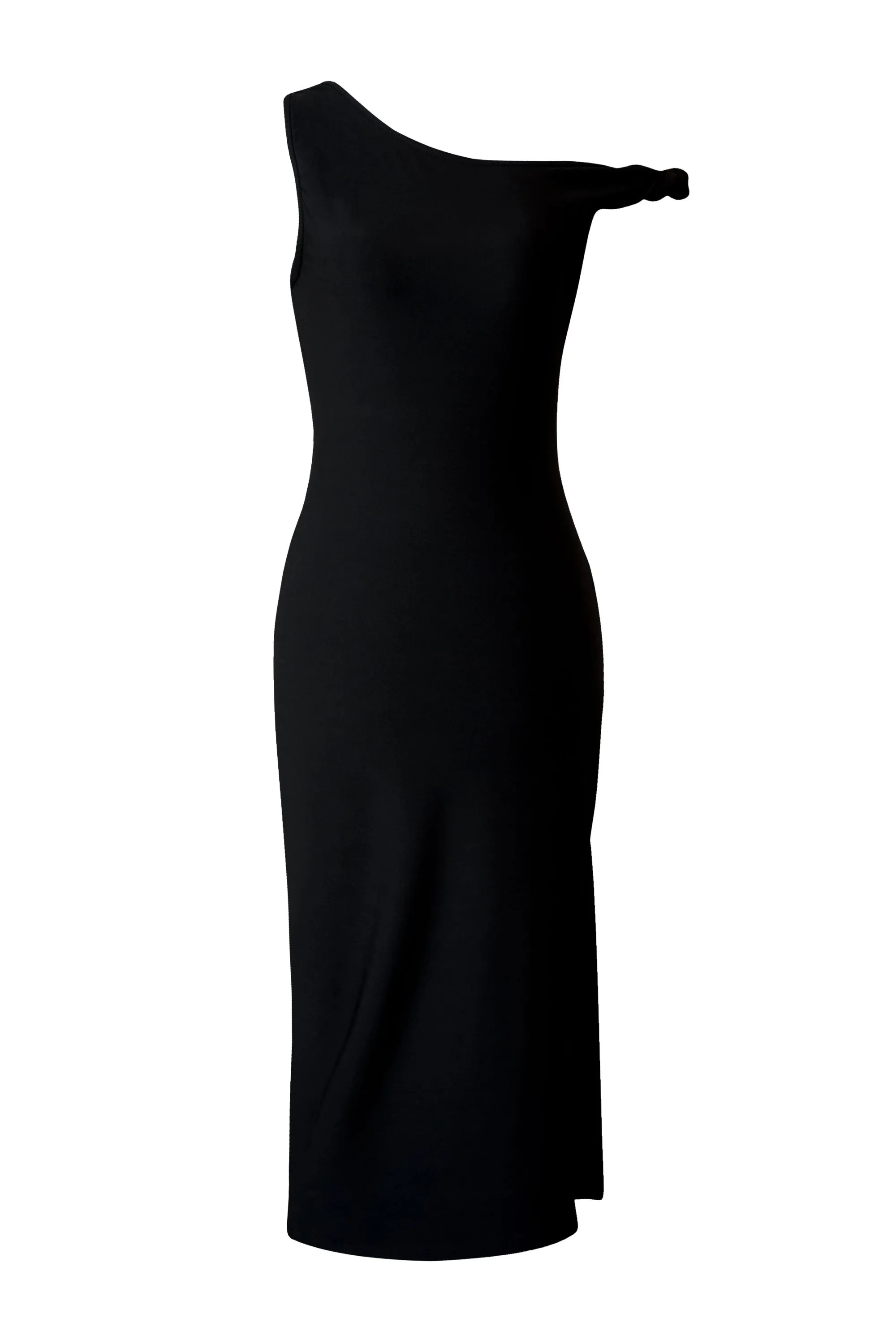 Roberta Black Slit Midi Dress