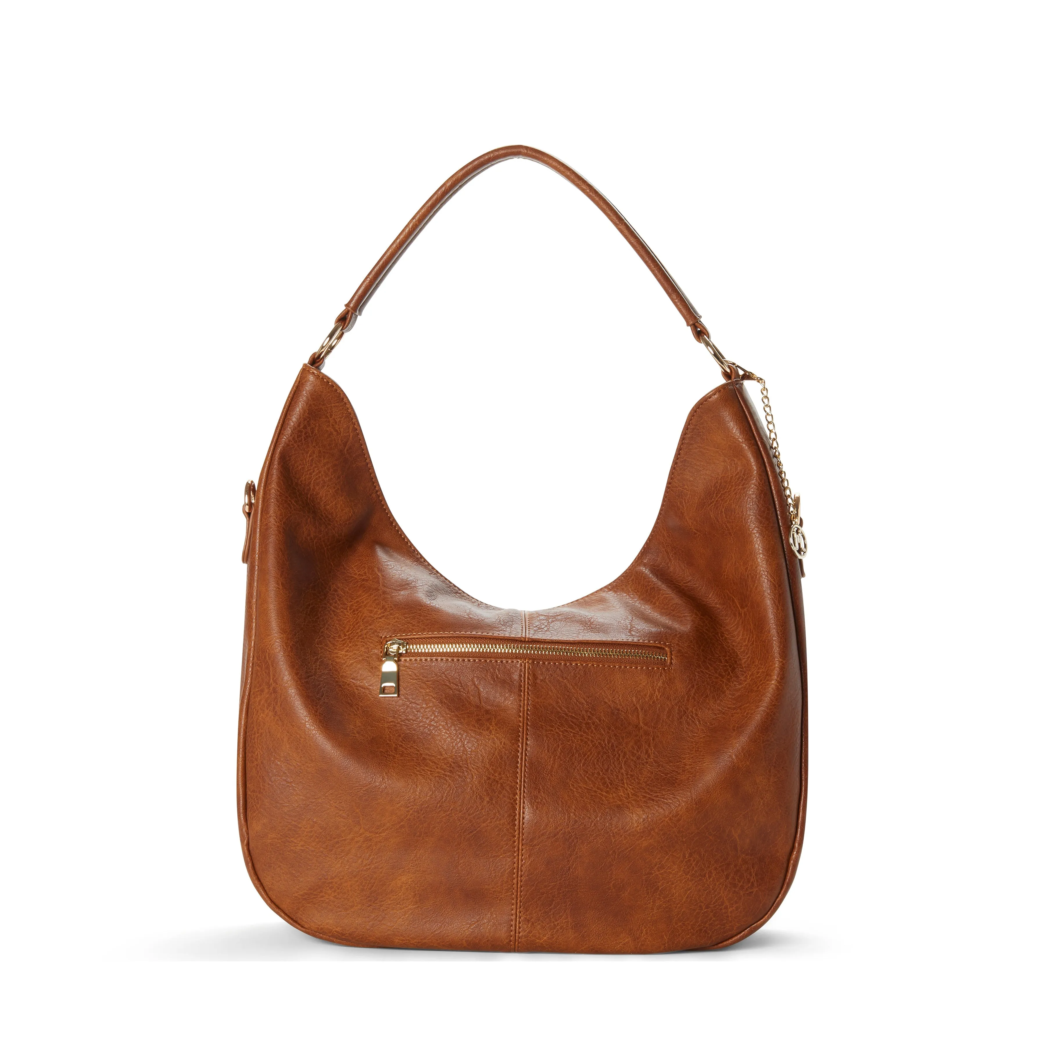 SAVANNAH Perforated Vegan Hobo Bag in Cognac