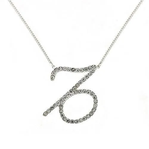 Silver Brass Chain Pendant with Top Grade Crystal in Clear for Women Style SNK04