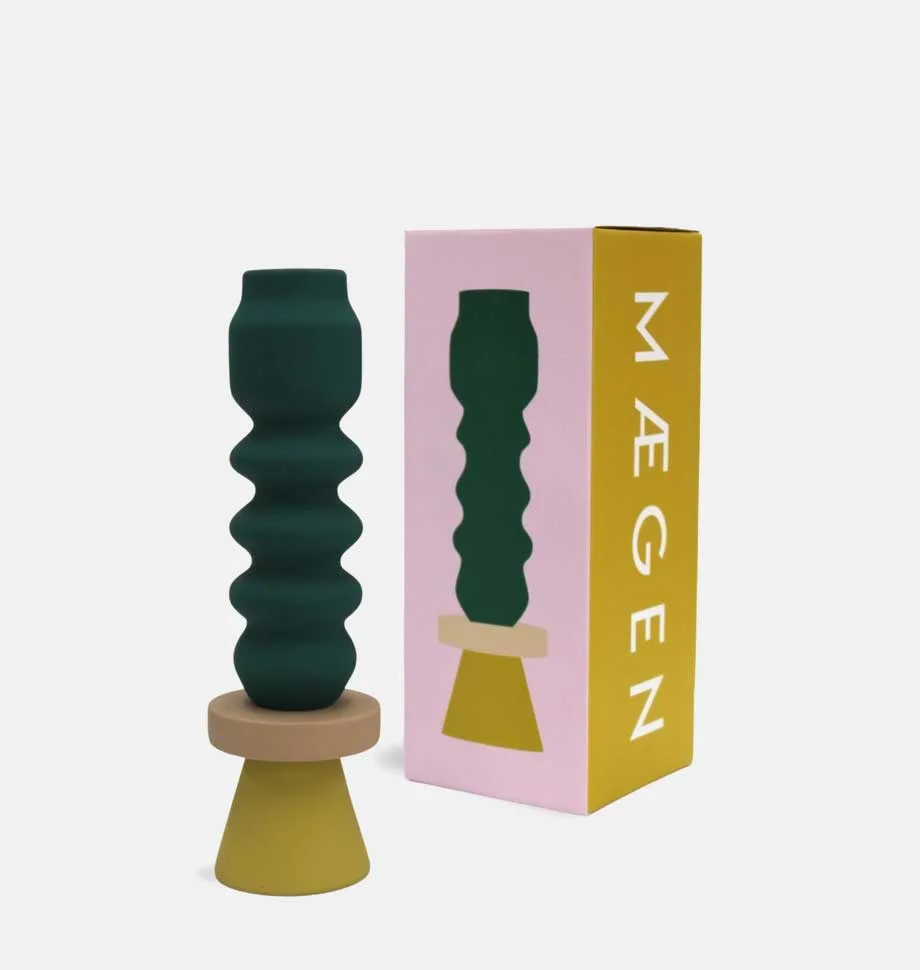 Stack Forest Green Tall Candlestick Holder