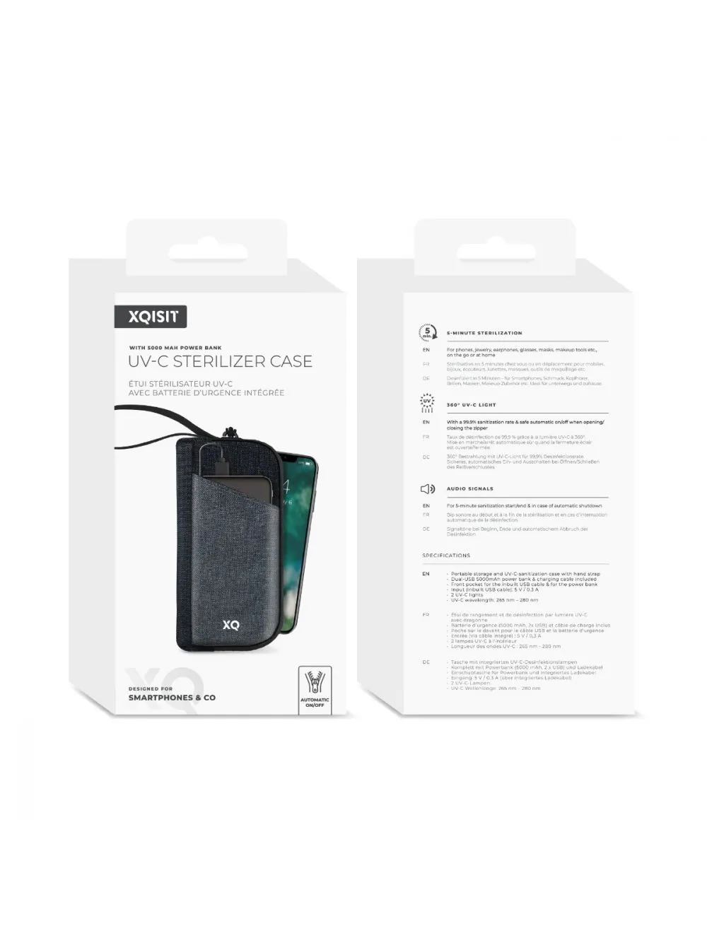 UV Bag with built in 5000 mAh Power Bank Black
