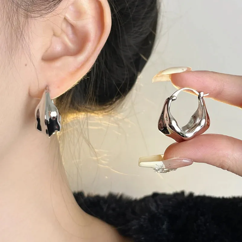 VAIGE Artistic Asymmetrical Hoop Earrings - Silver & Gold
