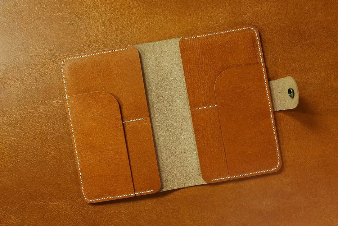 Vegetable tanned leather family 4 passport holder case organizer