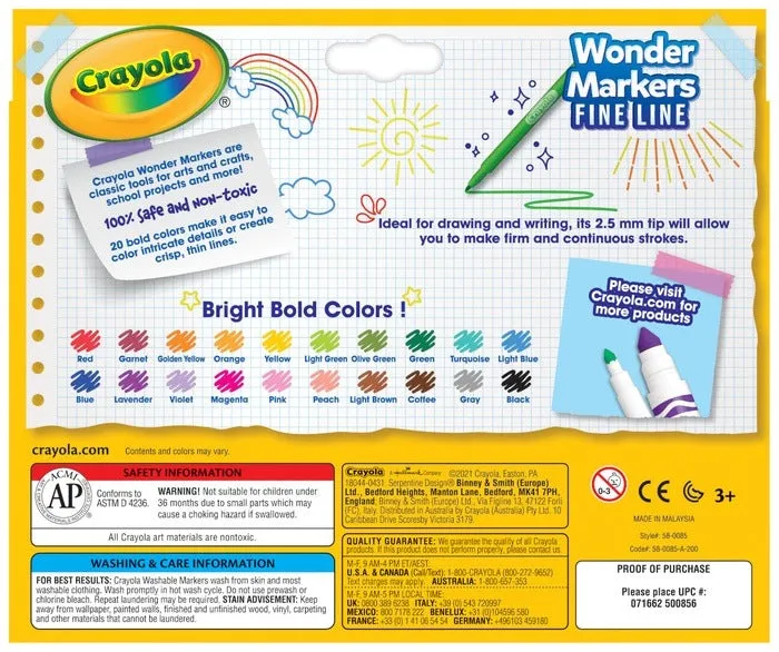 Washable Wonder Markers 20 Colors