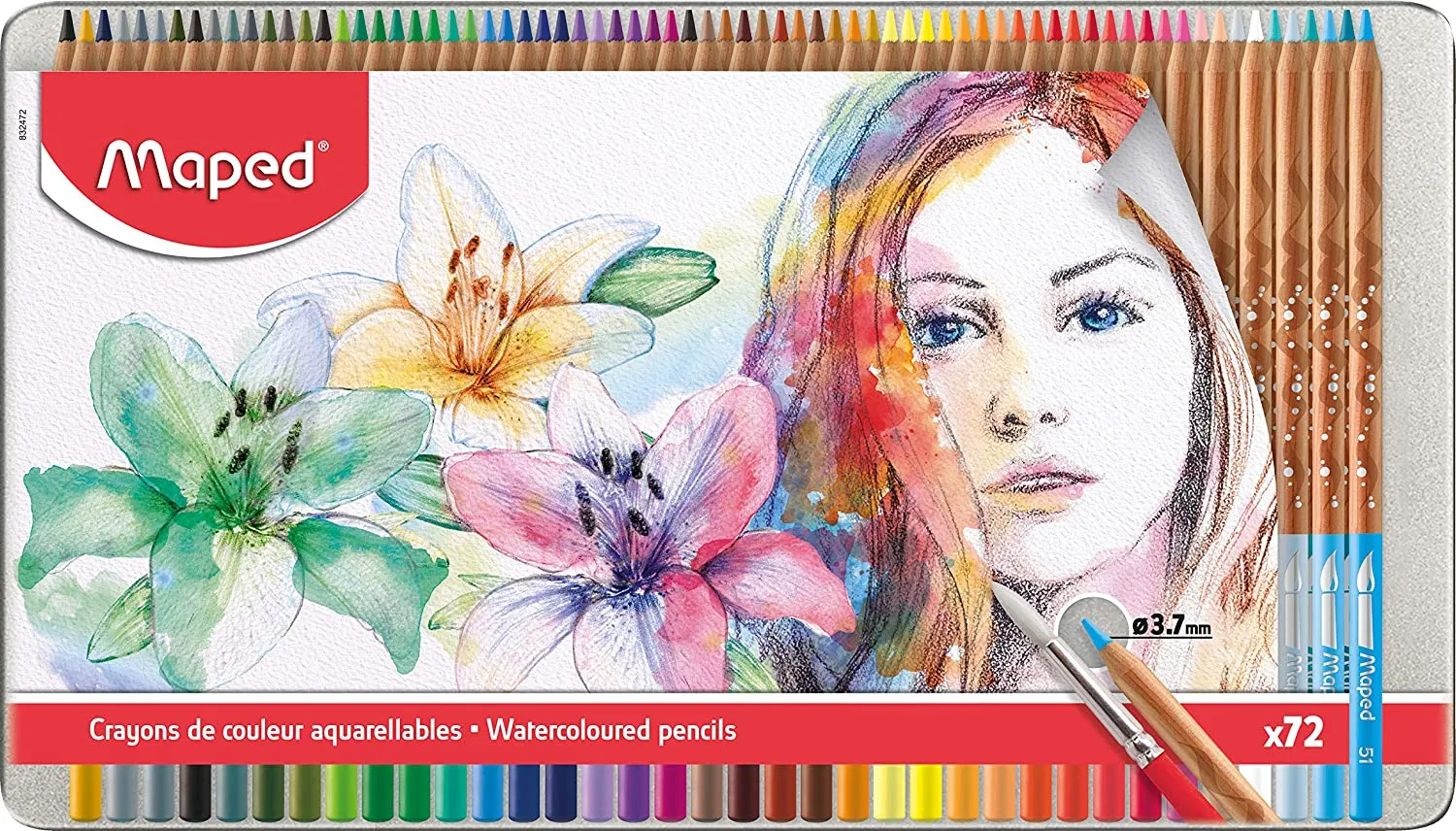 Water Colour Pencils Artist metal - (Pack of 72)